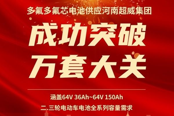 氟芯電池超10000套!多氟多圓柱電池持續(xù)供應(yīng)超威集團(tuán)