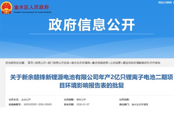 總投資3.16億元!贛鋒新鋰源鋰電池二期項(xiàng)目獲批開(kāi)工