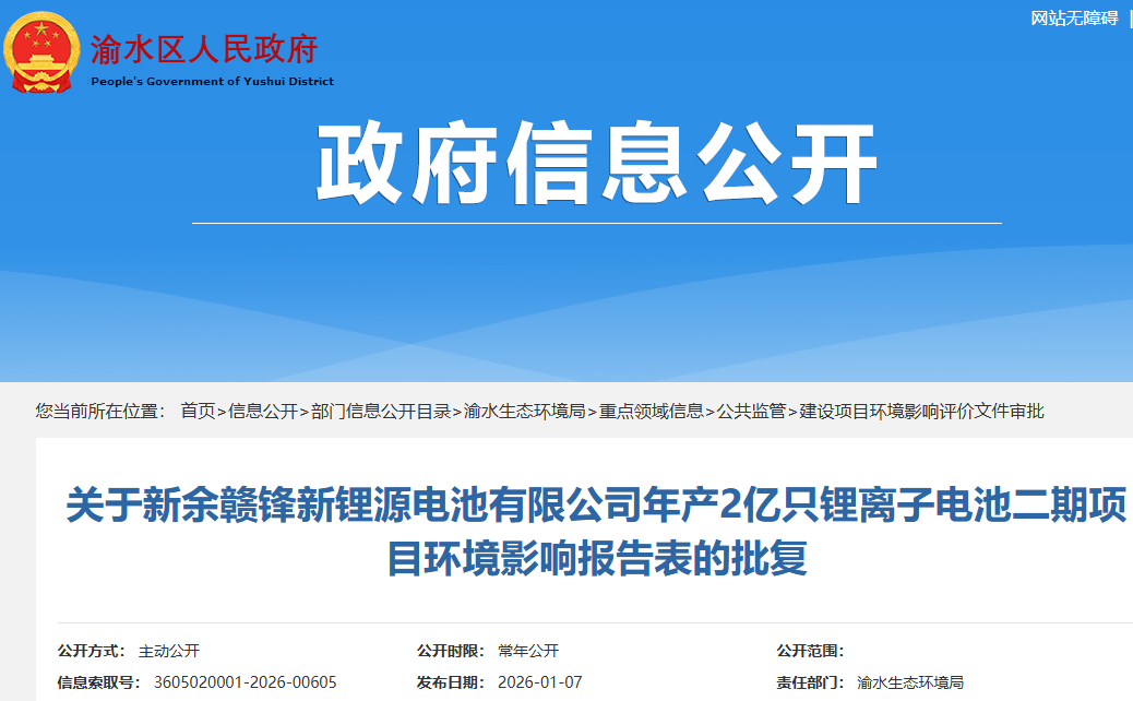 總投資3.16億元！贛鋒新鋰源鋰電池二期項目獲批開工