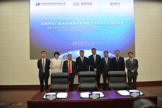 北京汽車與華能及四川雄飛合作光伏發電項目
