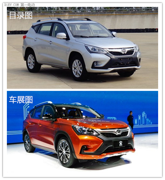 比亞迪宋申報(bào)圖和車(chē)展圖的對(duì)比