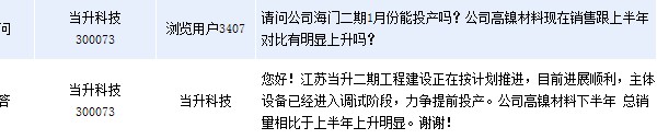 當升科技:高鎳材料下半年總銷量上升明顯 當升科技:高鎳材料下半年總銷量上升明顯