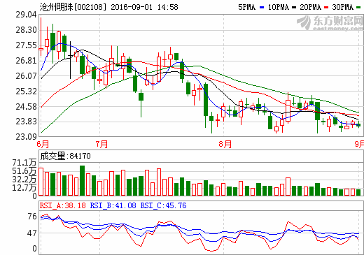滄州明珠：上半年凈利潤2.57億元 同比增長185.40%