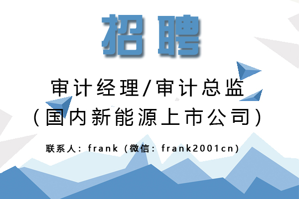 國內新能源上市公司誠聘審計經理/審計總監 國內新能源上市公司誠聘審計經理/審計總監