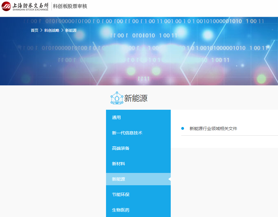 上交所發布《新能源行業領域相關文件》