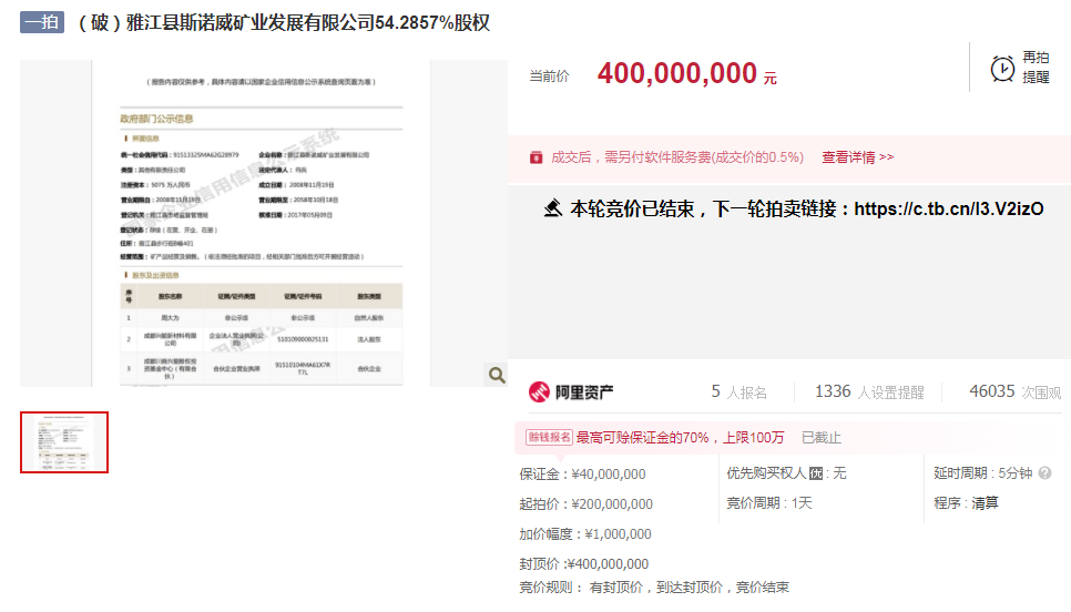 4億封頂價(jià)！22分鐘結(jié)束首輪拍賣！國內(nèi)鋰礦拍賣也瘋狂？