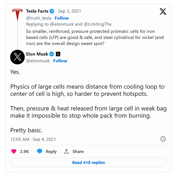 馬斯克在推特“商戰(zhàn)”以熱失控問題為由堅(jiān)決抨擊應(yīng)用大軟包單體電芯 馬斯克在推特“商戰(zhàn)”以熱失控問題為由堅(jiān)決抨擊應(yīng)用大軟包單體電芯