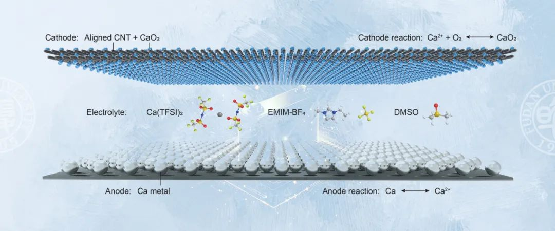 鈣-氧氣電池結構示意圖