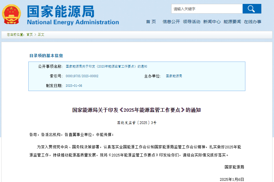 強化新能源并網消納監管！2025年能源監管工作要點發布